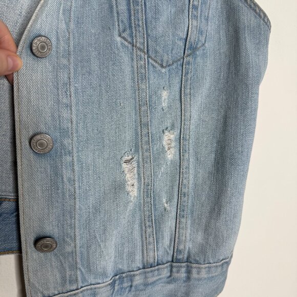 LEVI’S | Distressed Denim Vest with Evil Eye Pattern - M - Picture 9 of 13